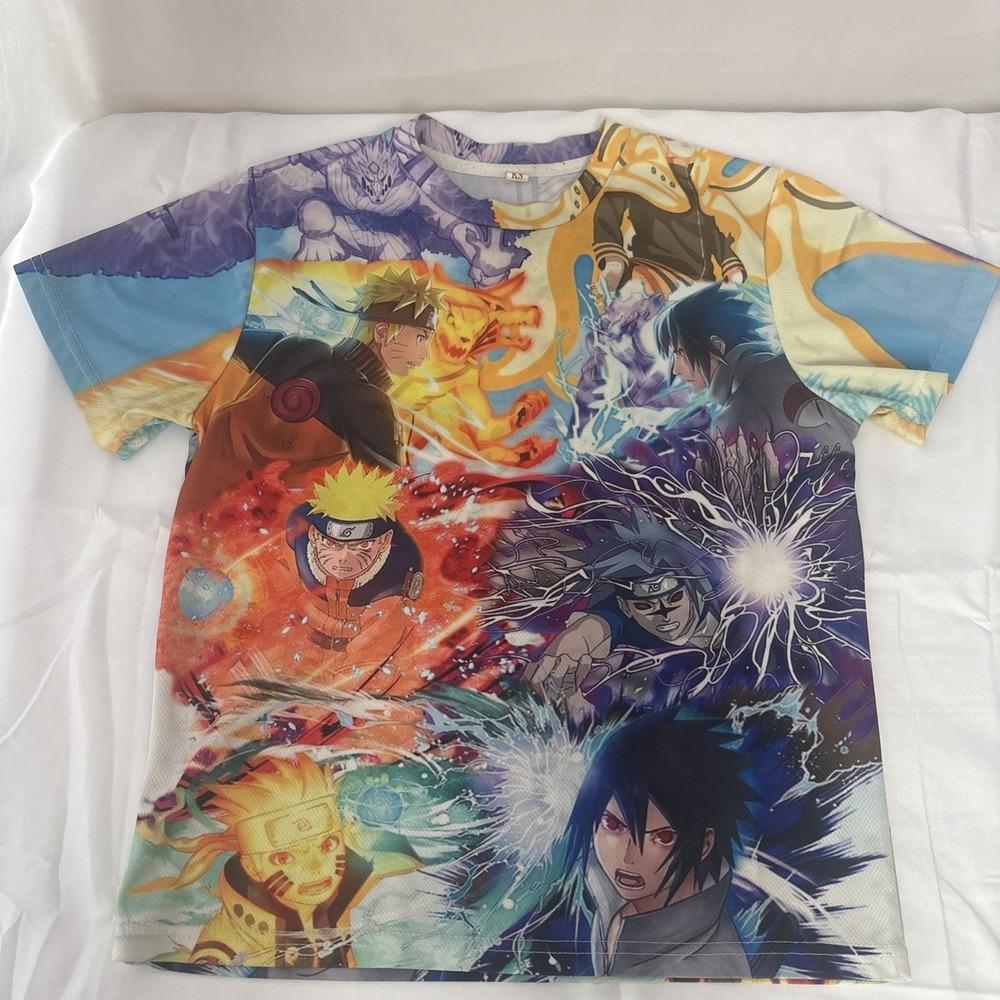 Naruto Vs Sasuke Anime Double Sided Graphic Shirt Boys Size XS Multicolor Shirt